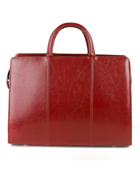 511 Damski skórzany kuferek duży - wiśnia