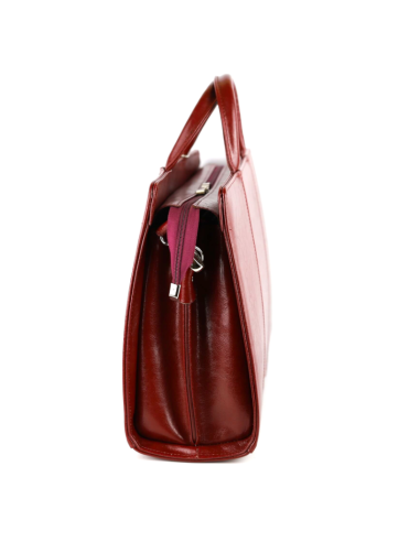 511 Damski skórzany kuferek duży - wiśnia