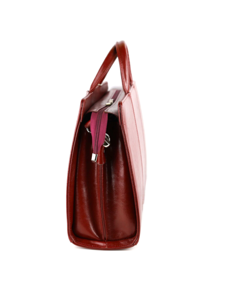 511 Damski skórzany kuferek duży - wiśnia