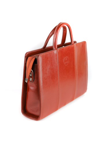 Damski skórzany kuferek mały - koniak