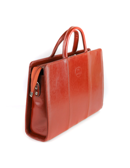 Damski skórzany kuferek mały - koniak