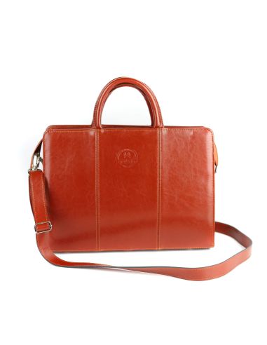 Damski skórzany kuferek mały - koniak