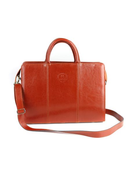 Damski skórzany kuferek mały - koniak