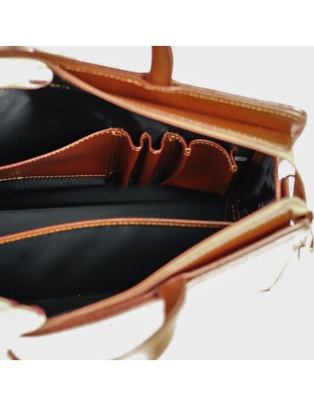 Damski skórzany kuferek mały - koniak