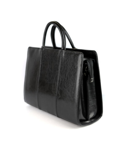 511 Damski skórzany kuferek duży - czarny