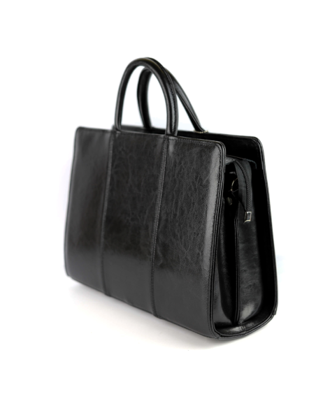 511 Damski skórzany kuferek duży - czarny