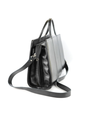 511 Damski skórzany kuferek duży - czarny