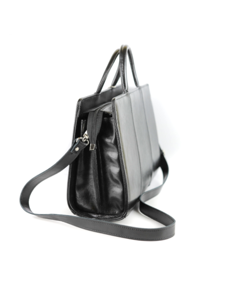 511 Damski skórzany kuferek duży - czarny