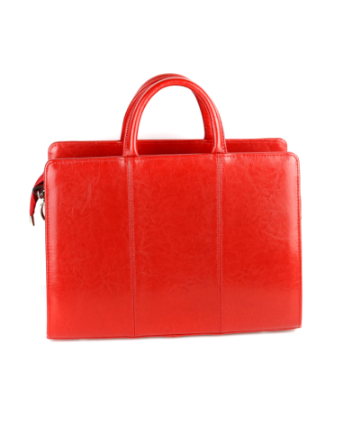 516 Skórzany Damski Kuferek Biznesowy - czerwony