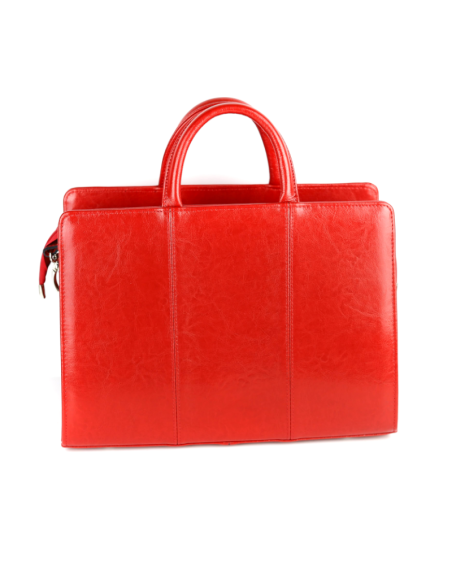 516 Skórzany Damski Kuferek Biznesowy - czerwony