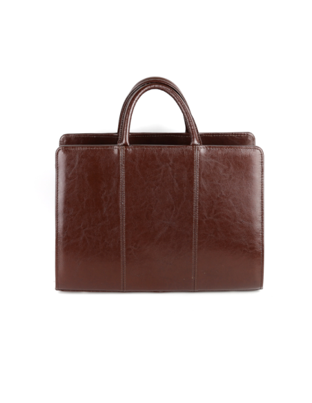 516 Skórzany Damski Kuferek Biznesowy - jasny brąz