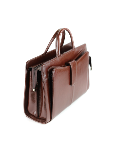 516 Skórzany Damski Kuferek Biznesowy - jasny brąz