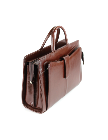 516 Skórzany Damski Kuferek Biznesowy - jasny brąz