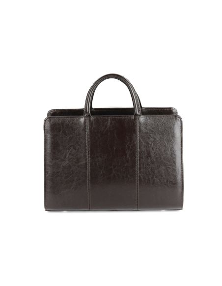 516 Skórzany Damski Kuferek Biznesowy - brąz