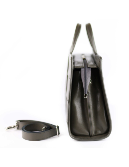 Damski kuferek duży pasy-szara