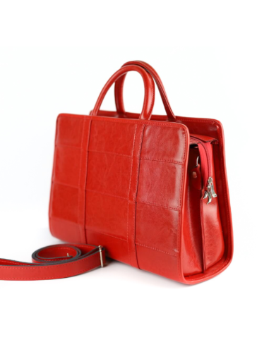 515 Damski kuferek duży pasy - czerwony