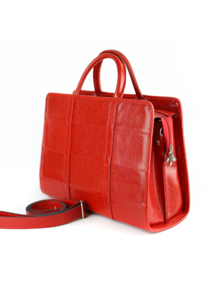 515 Damski kuferek duży pasy - czerwony