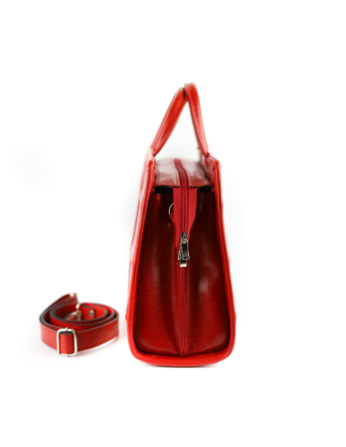 515 Damski kuferek duży pasy - czerwony