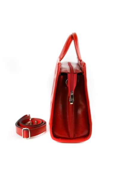 515 Damski kuferek duży pasy - czerwony