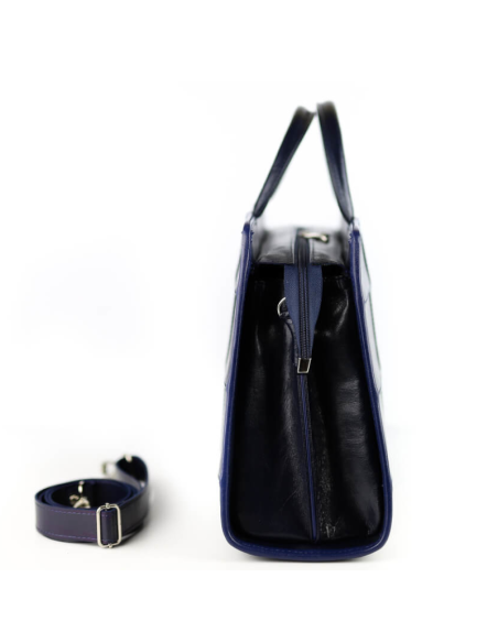 515 Damski kuferek duży pasy - granat