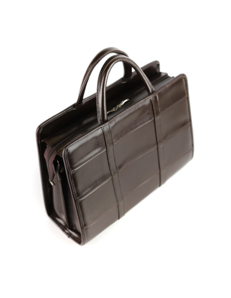 515 Damski kuferek duży pasy - brąz