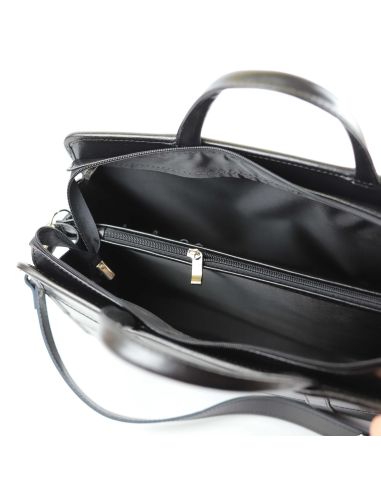 515 Damski kuferek duży pasy - czarny