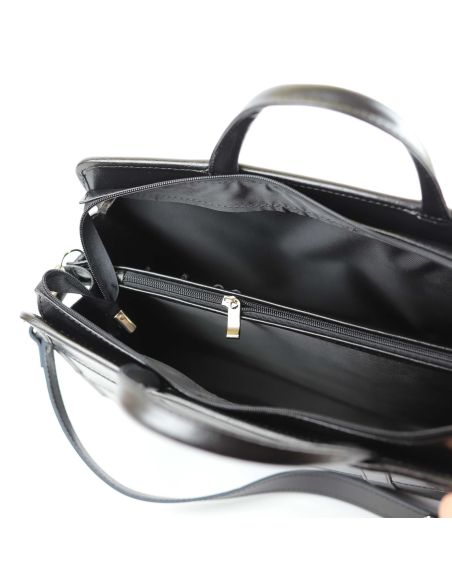 515 Damski kuferek duży pasy - czarny