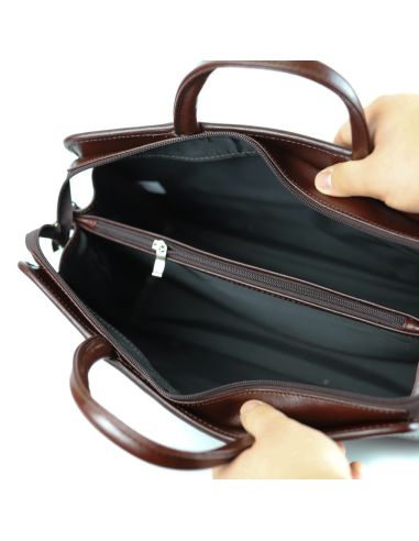 515 Damski kuferek duży pasy - jasny brąz