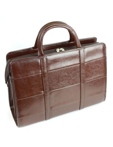 515 Damski kuferek duży pasy - jasny brąz