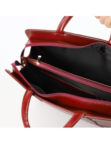 515 Damski kuferek duży pasy-wiśnia