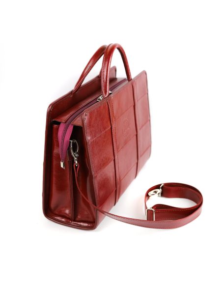 515 Damski kuferek duży pasy-wiśnia