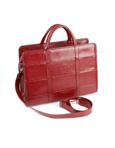 515 Damski kuferek duży pasy-wiśnia