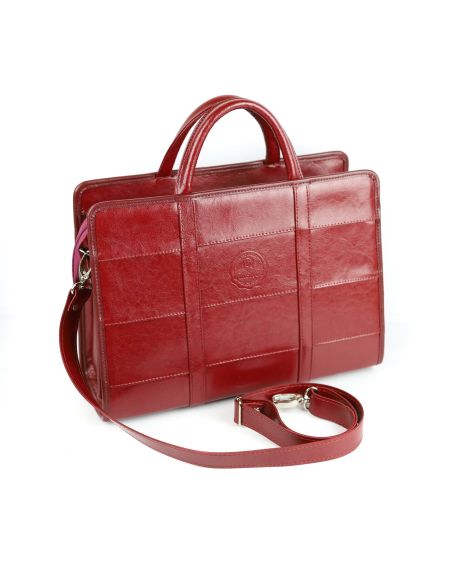 515 Damski kuferek duży pasy-wiśnia