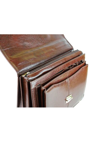 Teczka męska 3-komorowa - jasny brąz