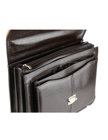 Teczka męska 3-komorowa - brąz