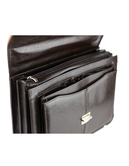Teczka męska 3-komorowa - brąz