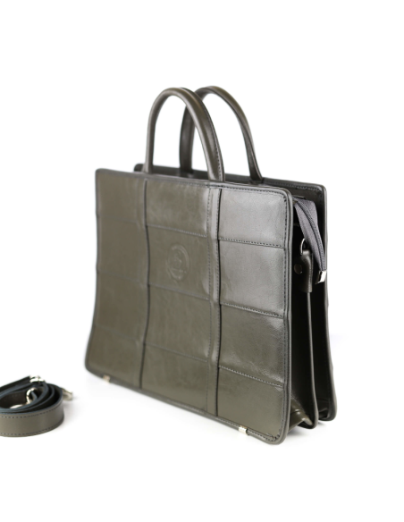 520 Torba damska 2-komorowa pasy - siwa