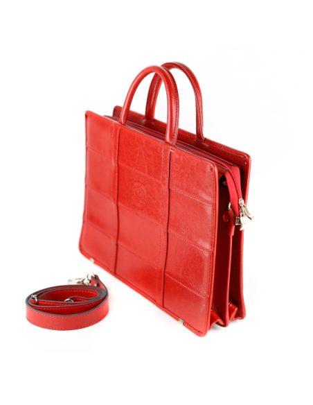 520 Torba damska 2-komorowa pasy - czerwona