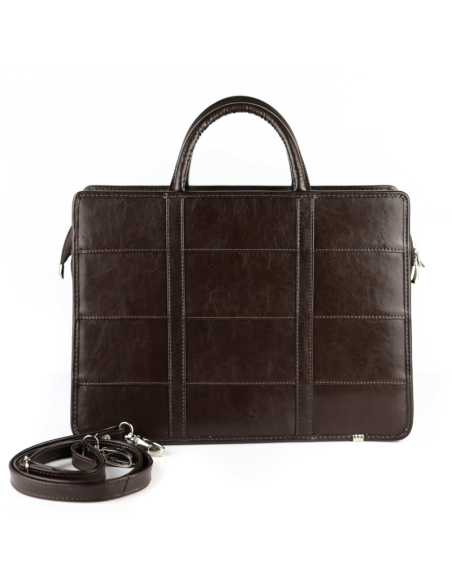 520 Torba damska 2-komorowa pasy - brąz