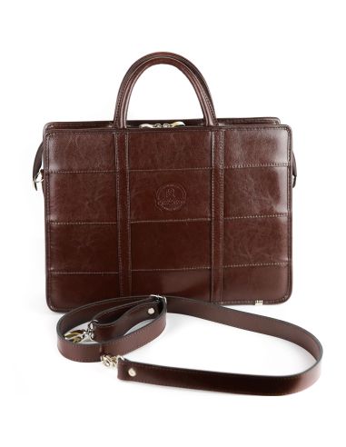 520 Torba damska 2-komorowa pasy - jasny brąz