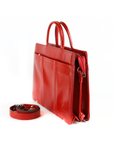 Teczka damska suwakowa - 2 komorowa - czerwona