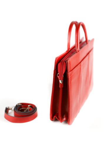 Teczka damska suwakowa - 2 komorowa - czerwona