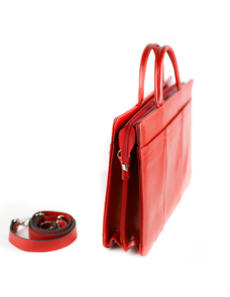 Teczka damska suwakowa - 2 komorowa - czerwona