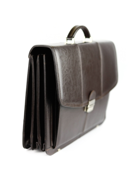 Teczka męska 3-komorowa - brąz