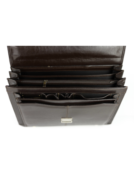 Teczka męska 3-komorowa - brąz