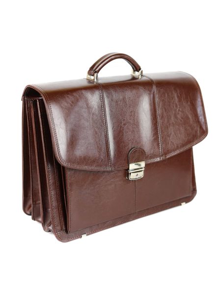 Teczka męska 3-komorowa - jasny brąz