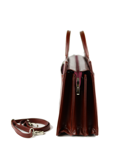 Teczka damska 3-komorowa - wiśniowa