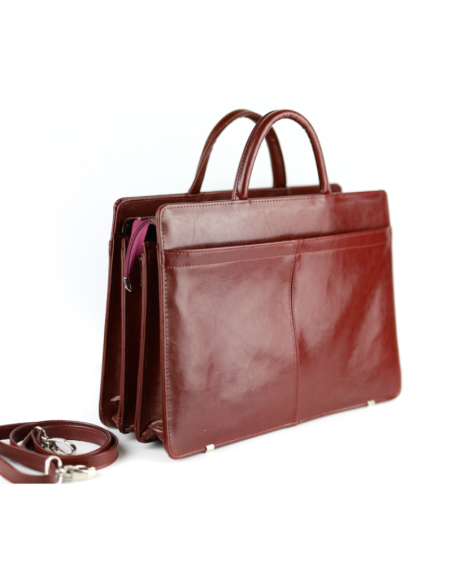 Teczka damska 3-komorowa - wiśniowa