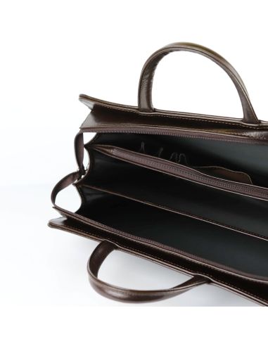 Teczka damska 3-komorowa -  brąz