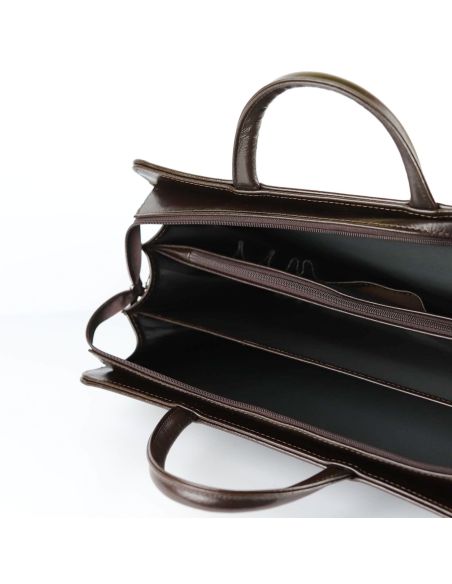 Teczka damska 3-komorowa -  brąz